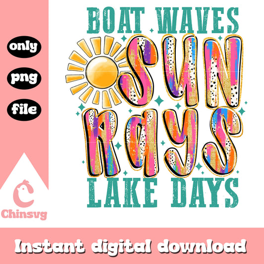 Boat waves sun rays lake days logo png, holidays in summer​ png