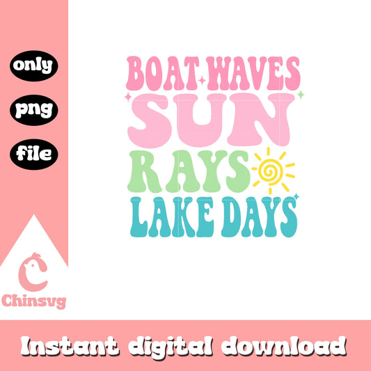 Boat waves sun rays lake days png, summer season quotes​ png