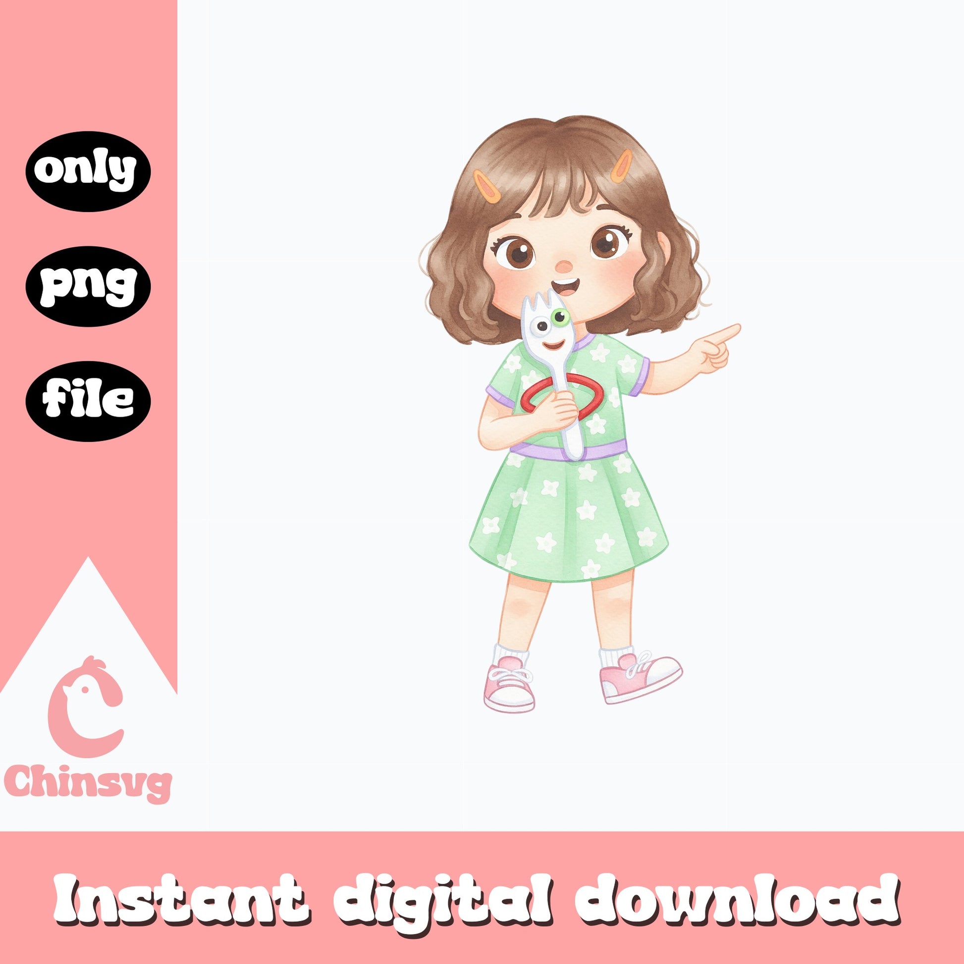Bonnie And Forky Toy Story PNG, Disney Pixar PNG, Kids Clipart PNG