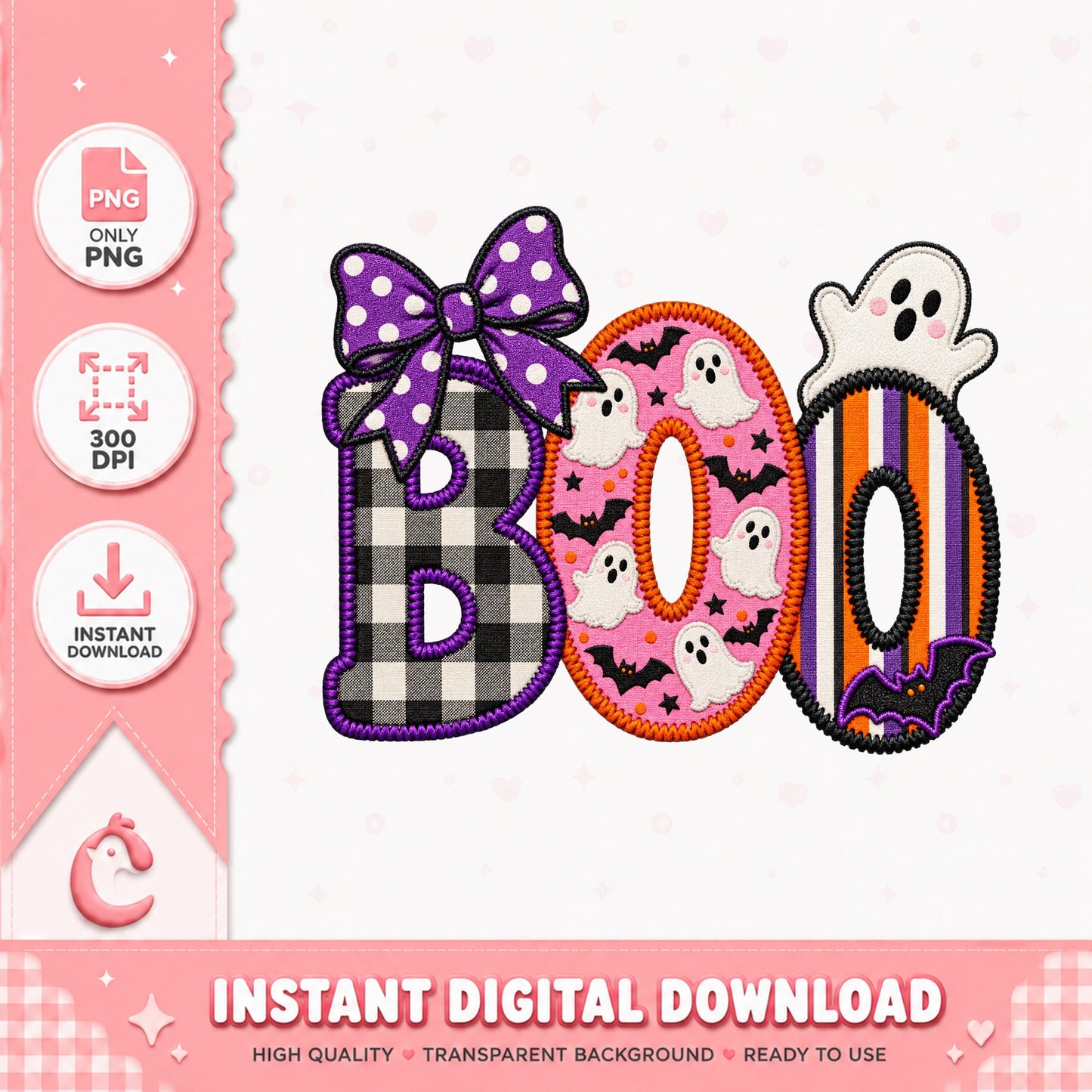 Boo Ghost Halloween PNG, Cute Ghost Clipart, Sublimation PNG