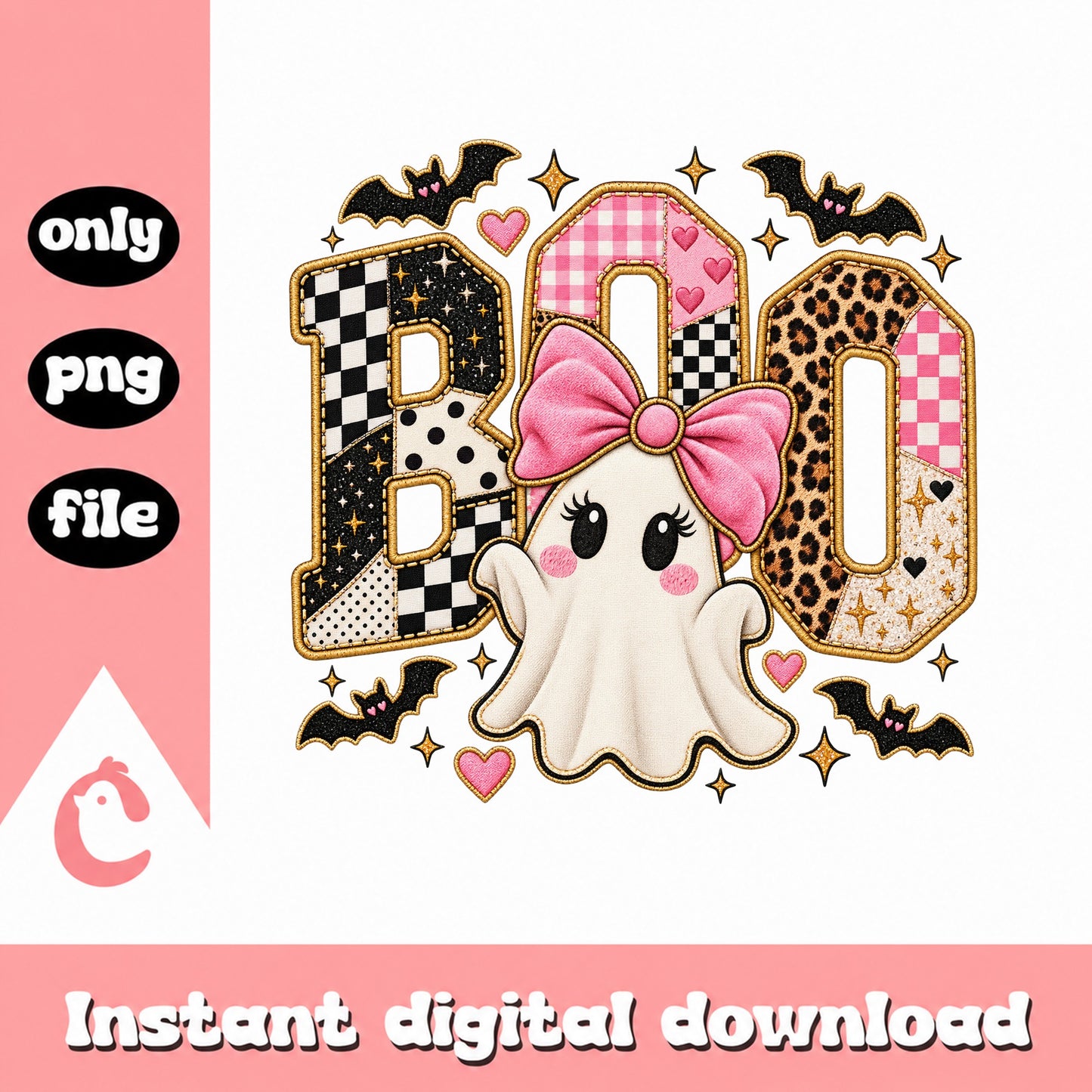 Boo Ghost Halloween PNG, Leopard Print Halloween, Cute Ghost PNG