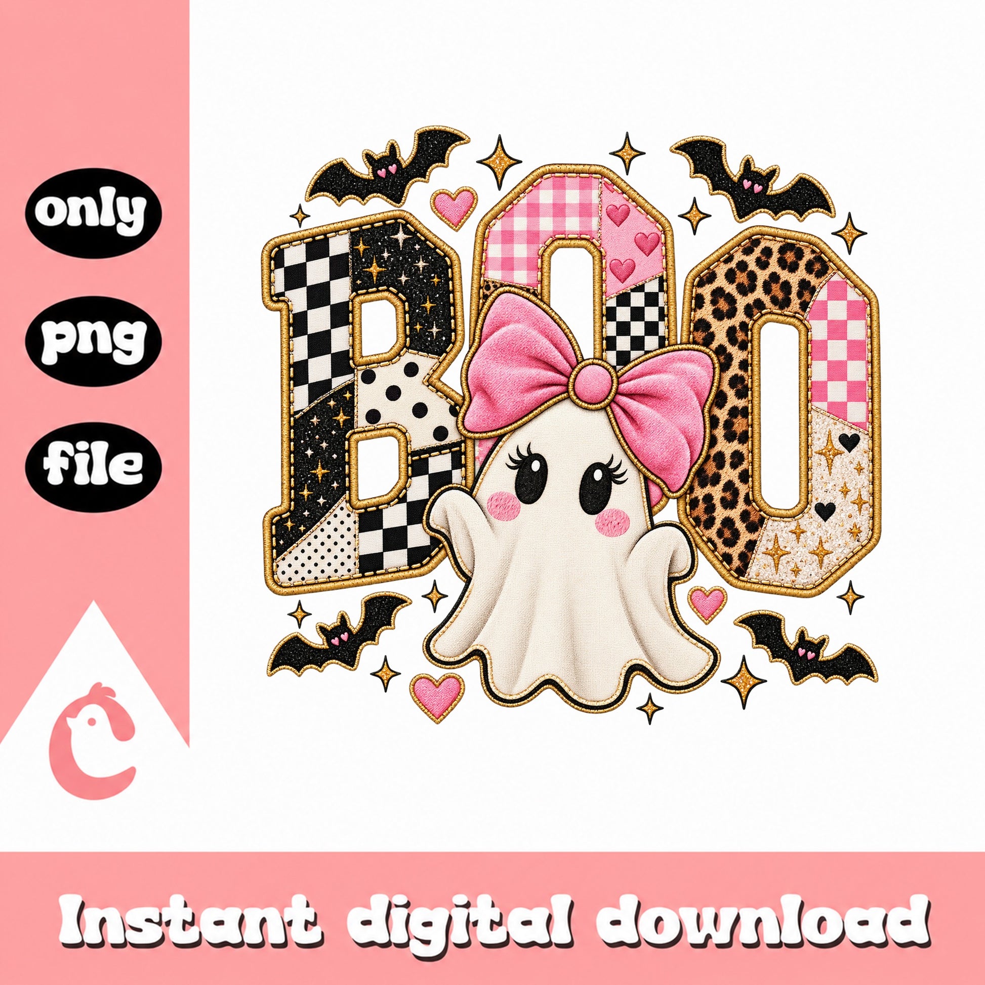Boo Ghost Halloween PNG, Leopard Print Halloween, Cute Ghost PNG