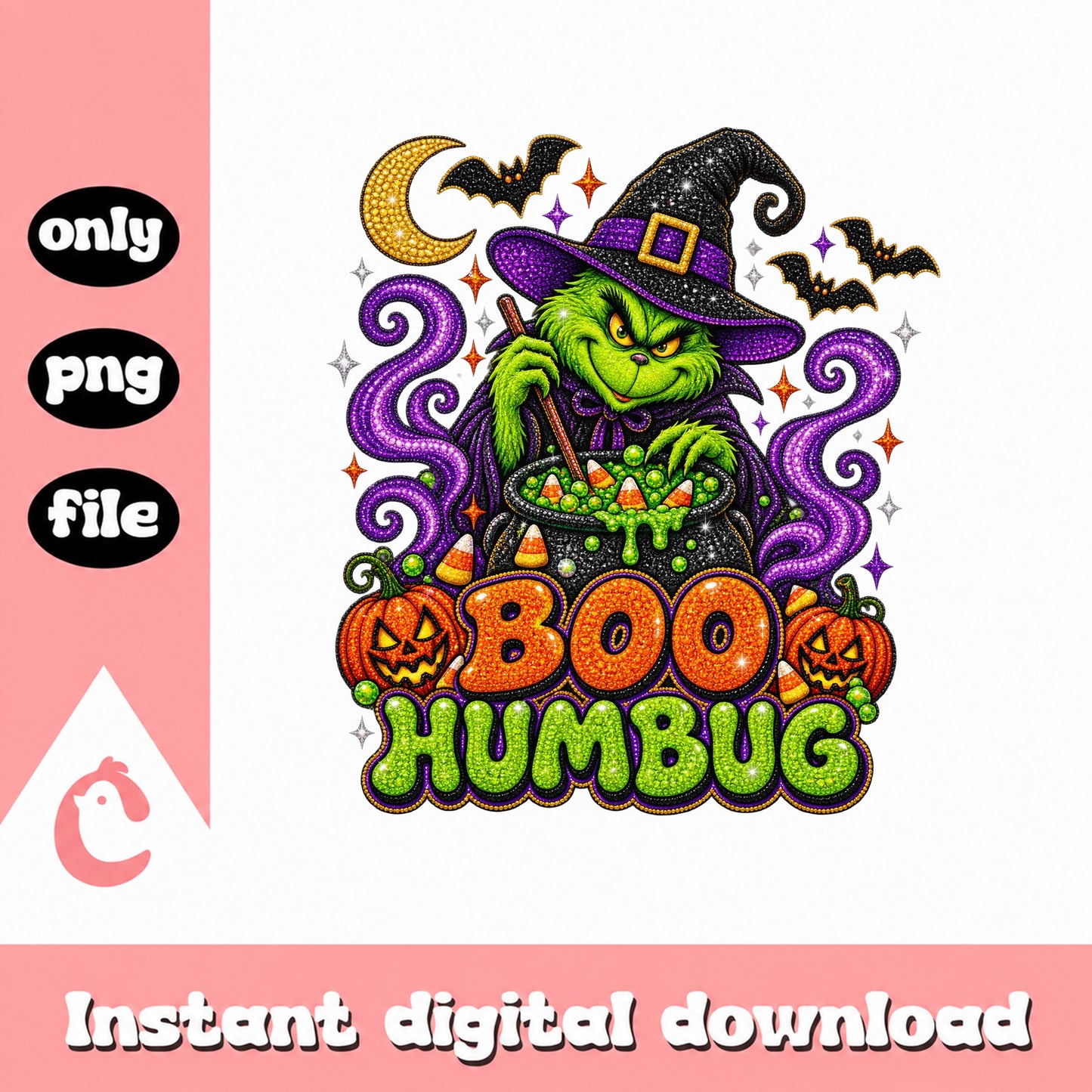 Boo Humbug Grinch Halloween PNG, Witch Grinch Clipart, Halloween PNG