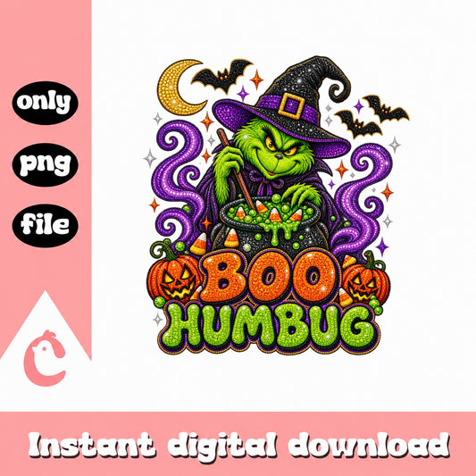 Boo Humbug Grinch Halloween PNG, Witch Grinch Clipart, Halloween PNG