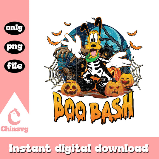 Boo bash pluto skeleton design png, halloween pluto png
