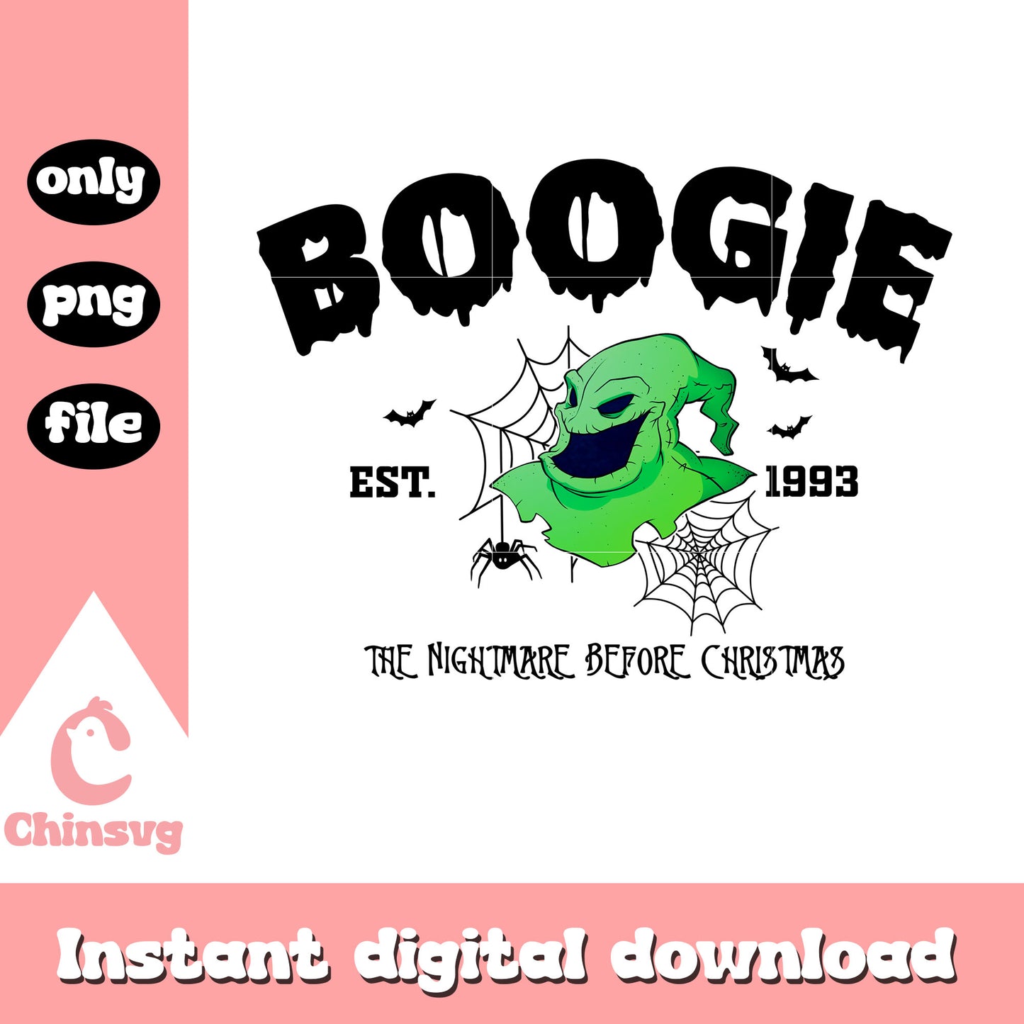 Boogie est 1993 nightmare design png, night before christmas boogie png