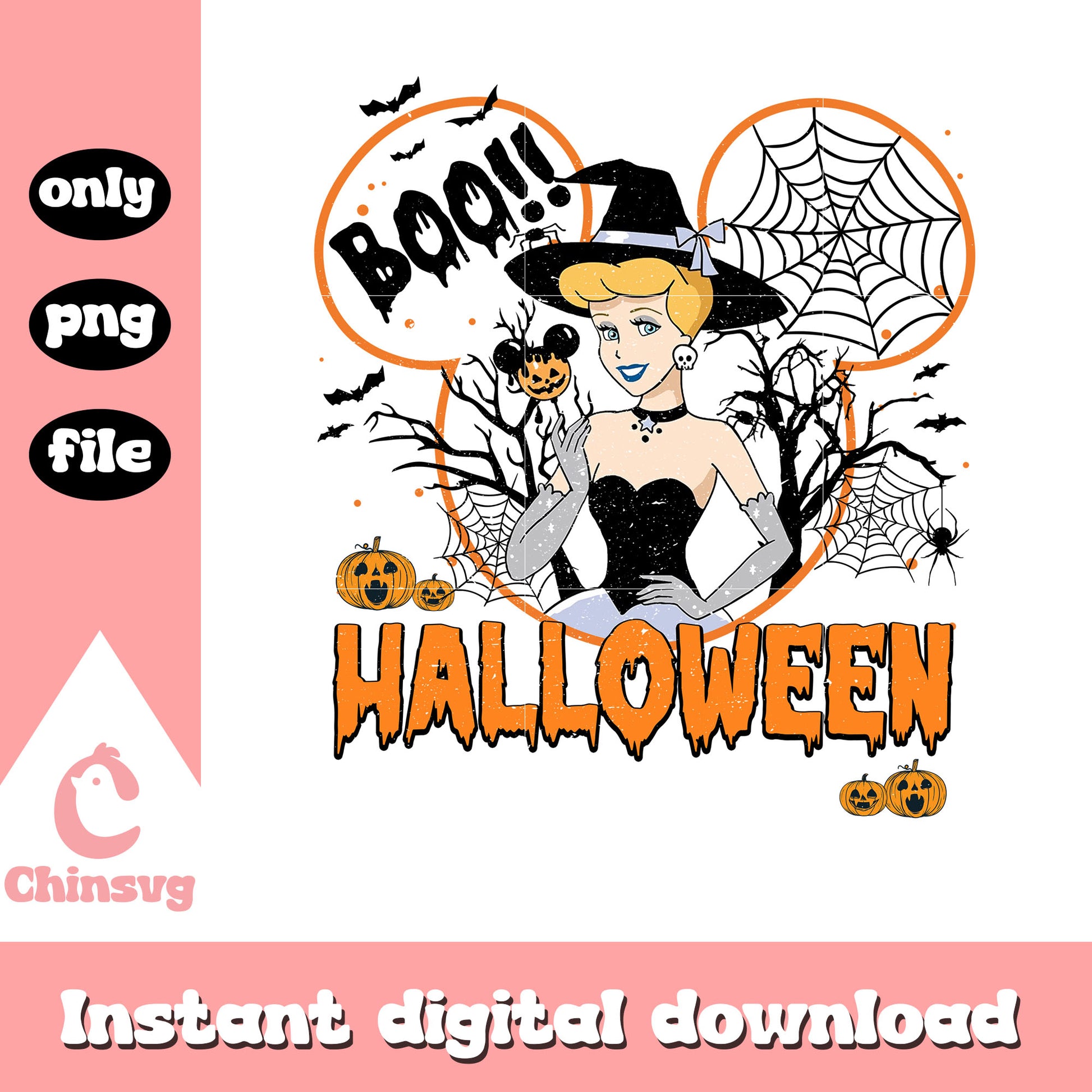 Boo halloween cinderella mickey ear clipart png, cinderella movie png