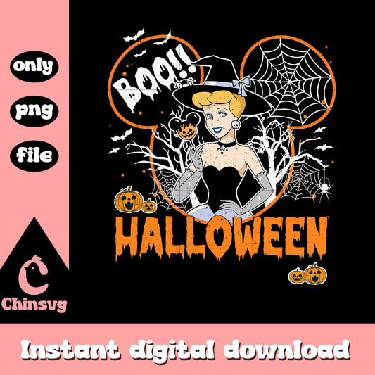 Boo halloween cinderella mickey ear design png, cinderella art png