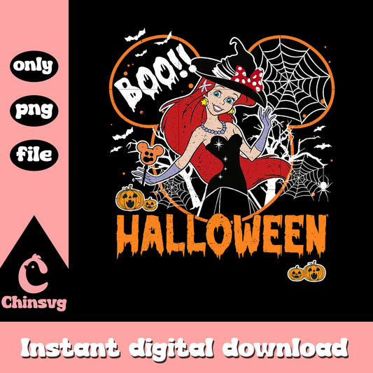 Boo halloween mickey ear ariel witch png, disney ariel png