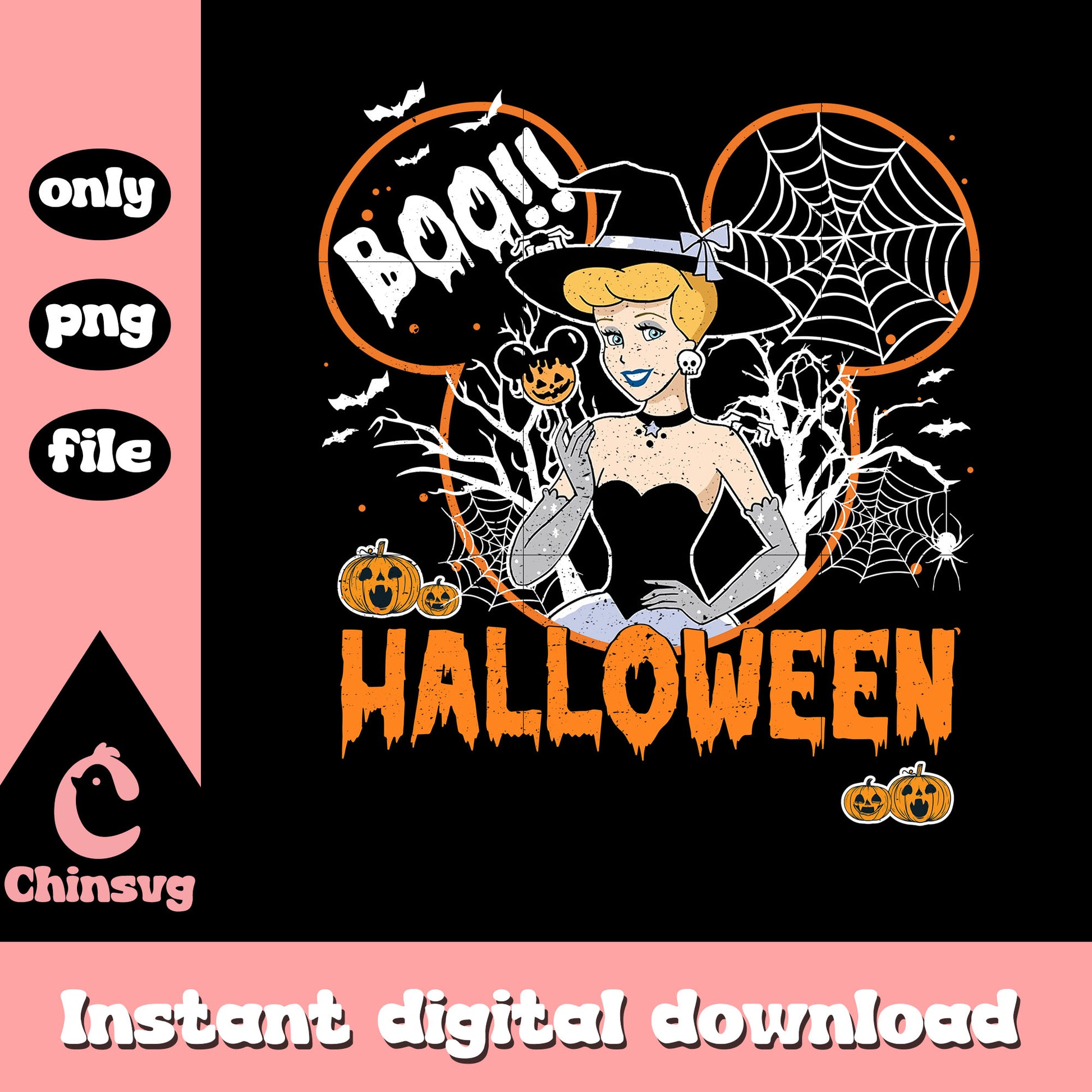 Boo halloween mickey ear cinderella witch png, disney cinderella png