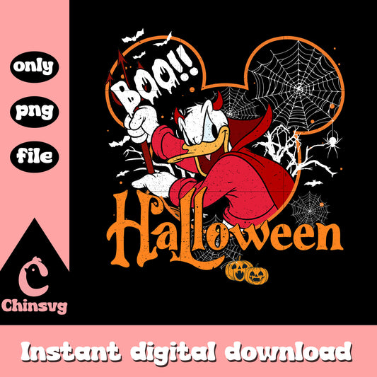 Boo halloween mickey ear donald design png, donald disney png