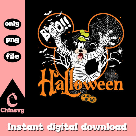Boo halloween mickey ear goofy design png, goofy disney png