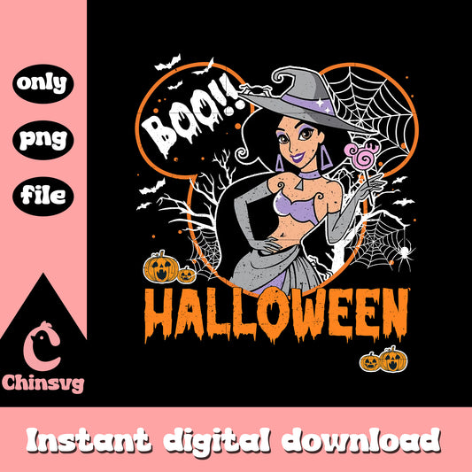 Boo halloween mickey ear jasmine design png, jasmine princess png