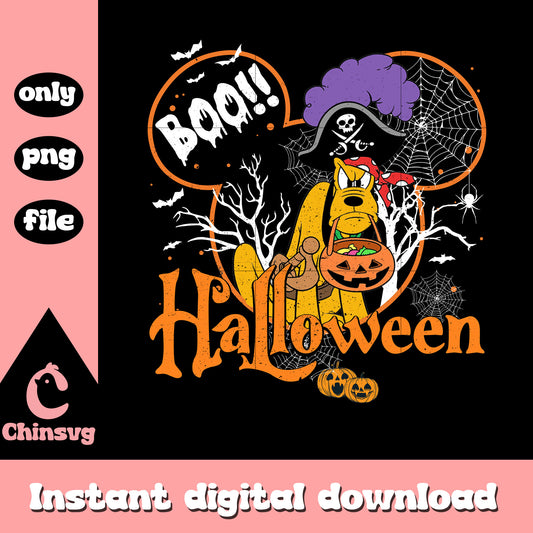Boo halloween mickey ear pluto design png, pluto disney png