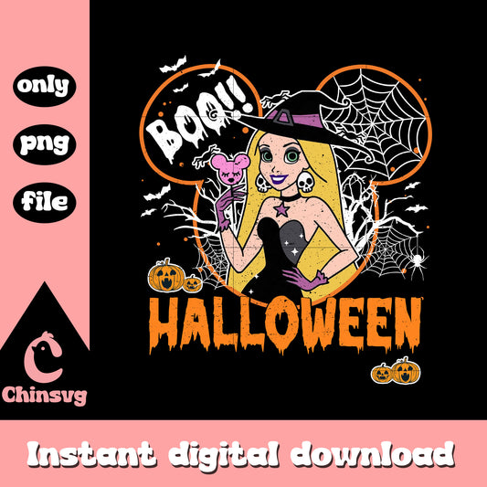 Boo halloween mickey ear repunzel design png, princess repunzel png