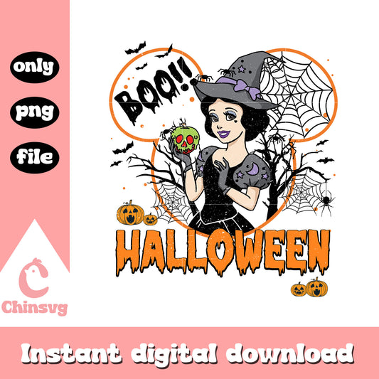 Boo halloween mickey ear snow white design png, snow white png