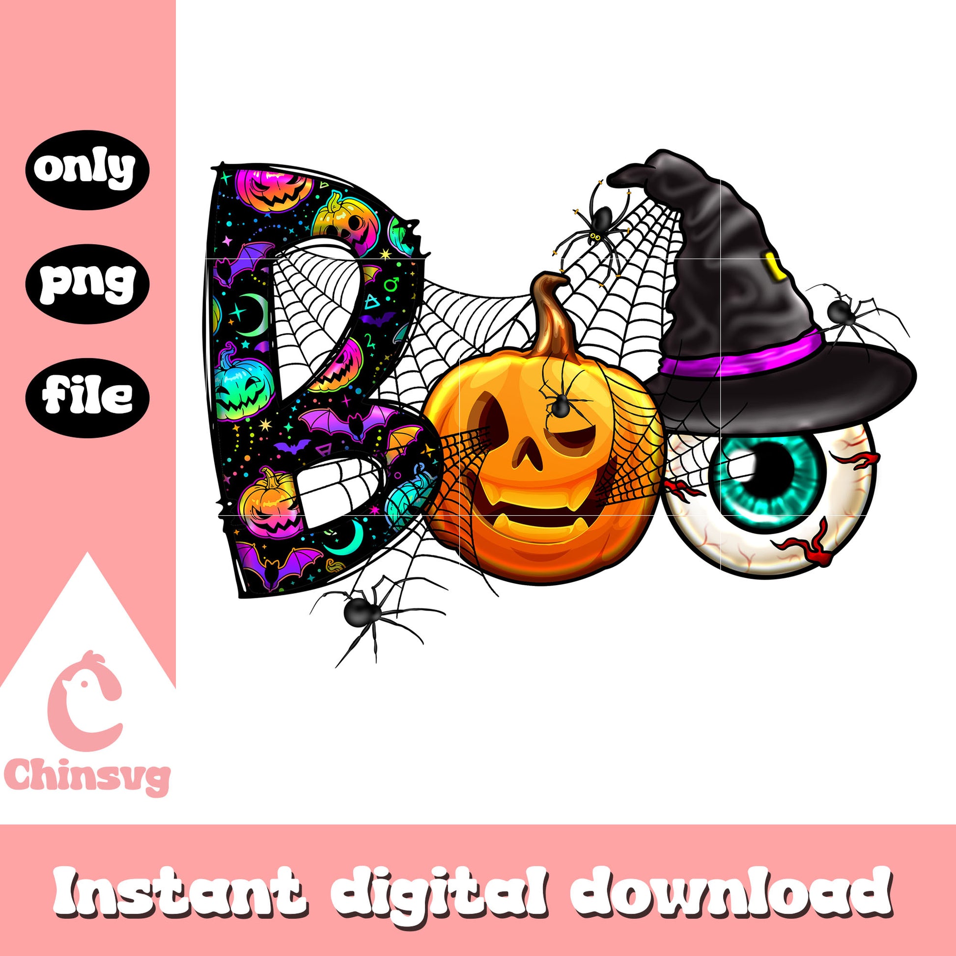 Boo halloween pumpkin font design png, halloween pumpkin png