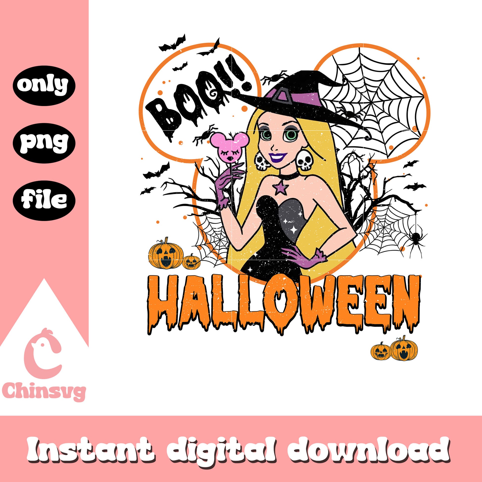 Boo halloween rapunzel mickey ear clipart png, princess rapunzel png