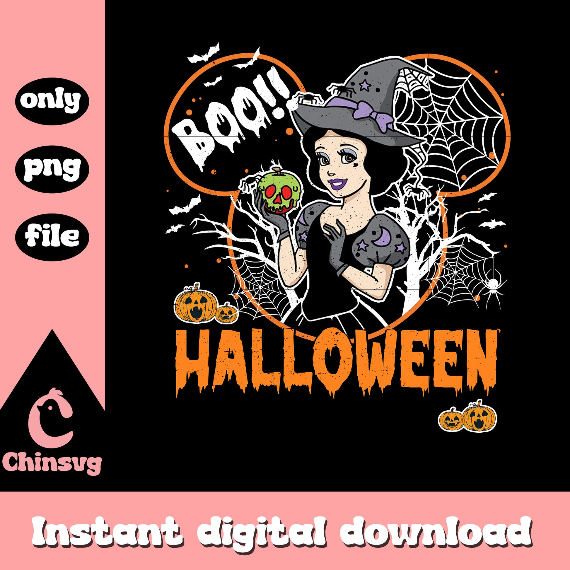 Boo halloween snow white mickey ear clipart png, snoww white png