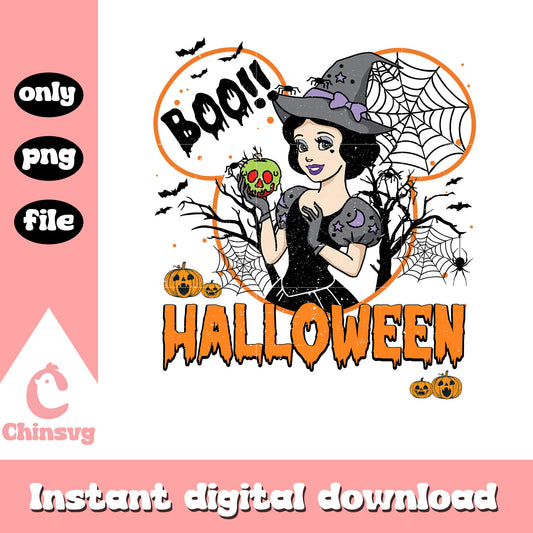 Boo halloween snow white mickey ear design png, snoww whiteb art png