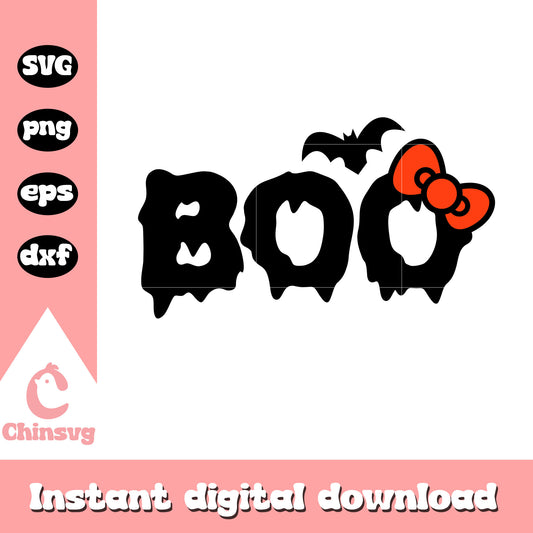 Boo hello kitty bow tie halloween svg, halloween hello kitty svg