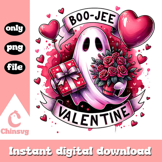 Boo jee valentine ghost pink png, valentine ghost​ png