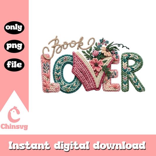 Book lover crochet design png, love book​ png, crochet trending png
