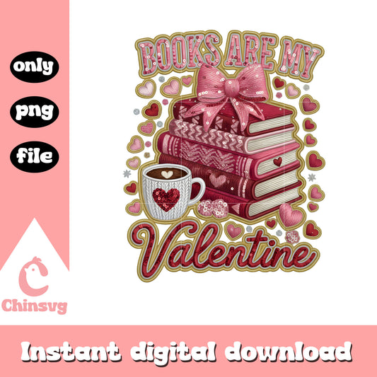 Books coffee valentine crochet png, valentine's day books png