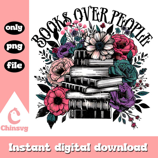 Books over people flower design png, flower books​ png
