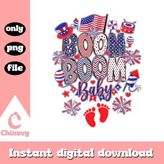 Boom boom baby usa png, Boom boom baby 4th of july png