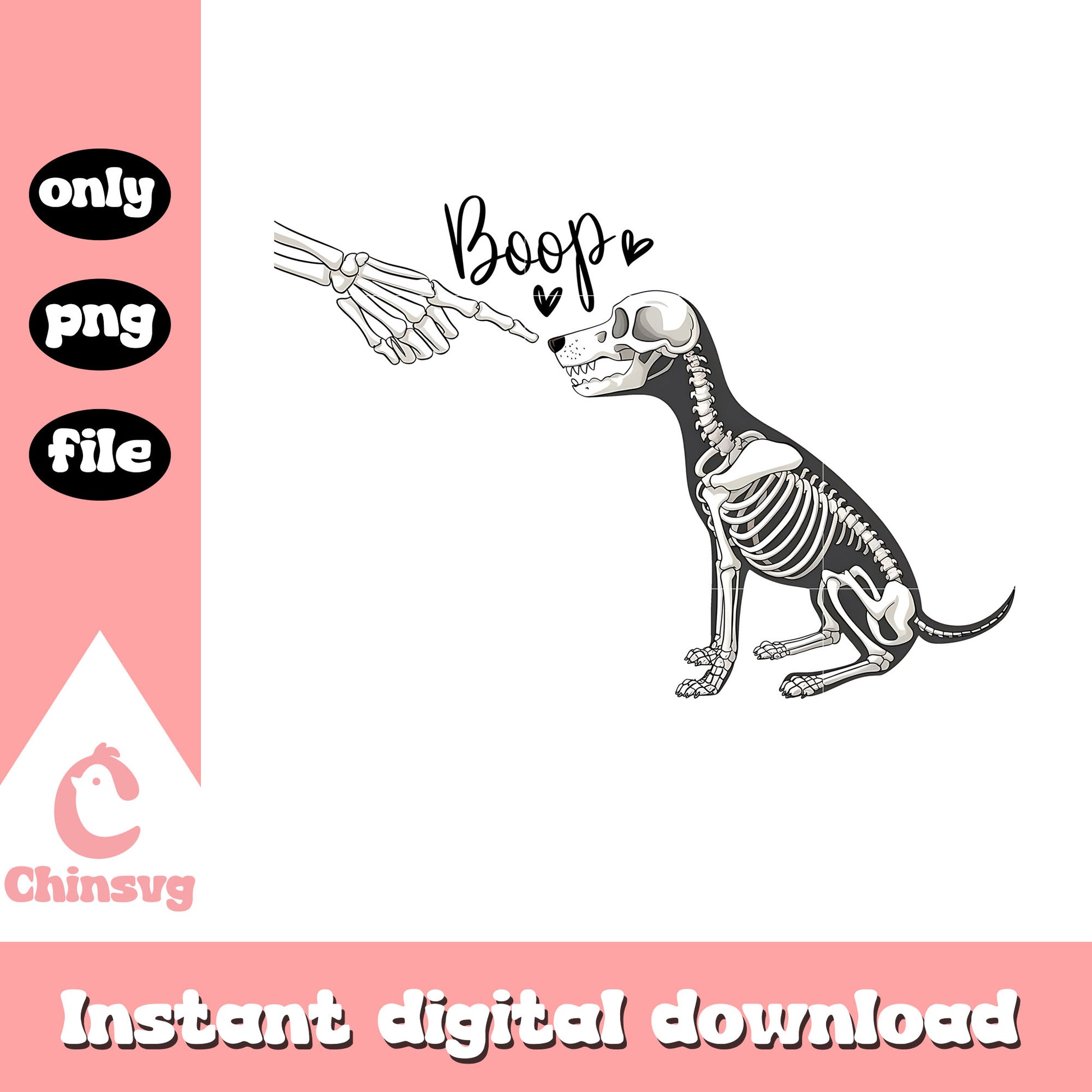 Boop skeleton dog design png, halloween decoration png