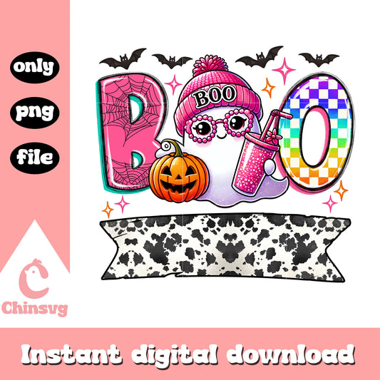 Boo pumpkin halloween design png, happy halloween png
