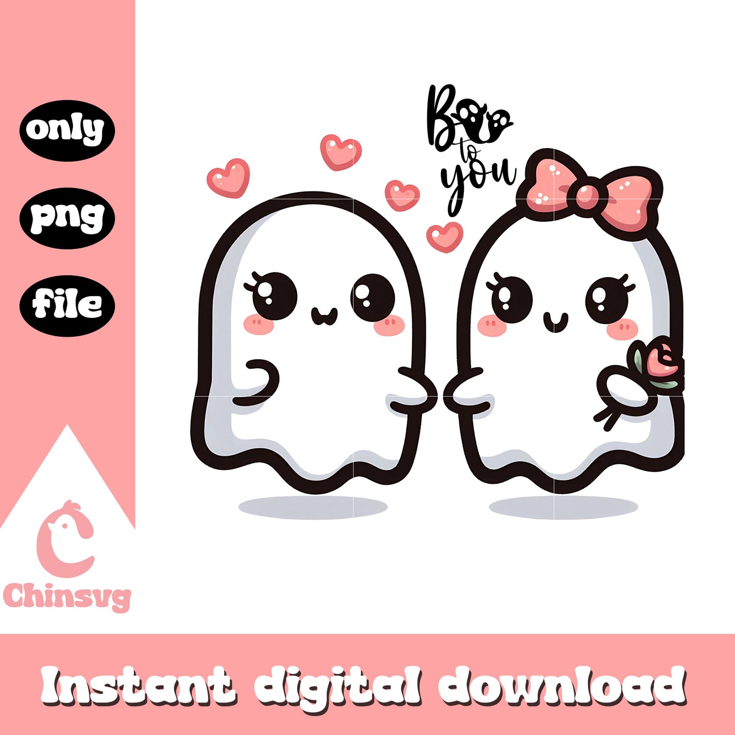 Boo you couple ghost design png, sheet ghosts png 