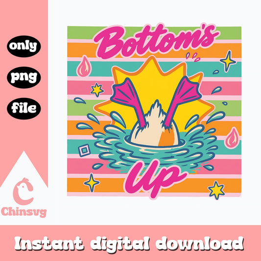Bottoms Up Mermaid Tail SVG, Summer Beach SVG, Funny PNG