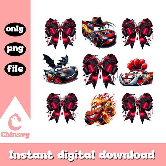 Bow cars disney halloween design png, cars disney halloween png