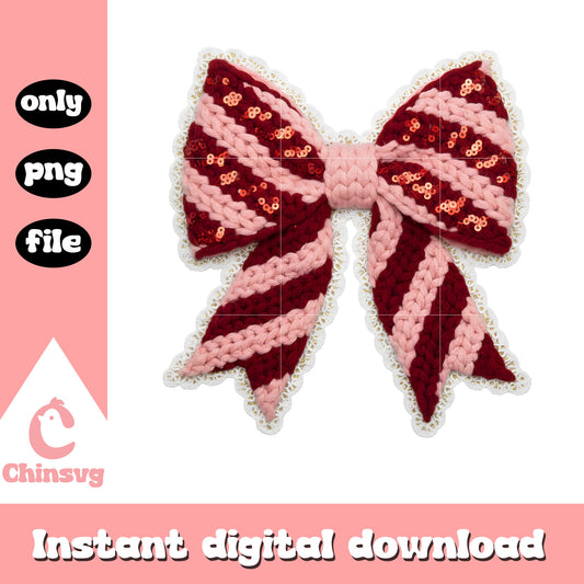 Bow cartoon valentine crochet png, valentines day bow png