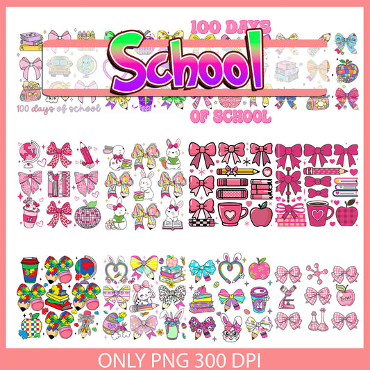 Bow coquette education bundle png, education png, school png
