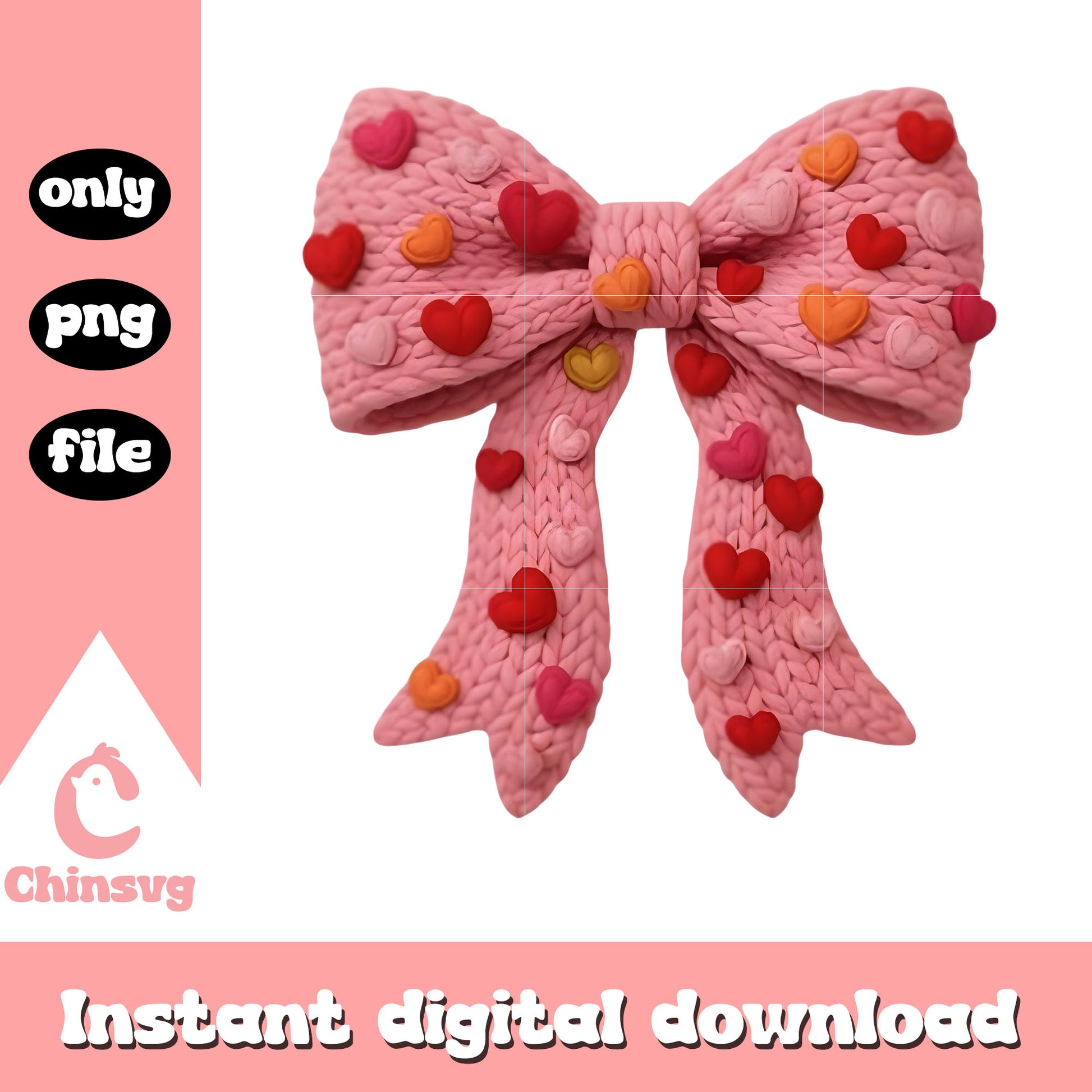 Bow crochet valentine design png, valentines day bow​ png