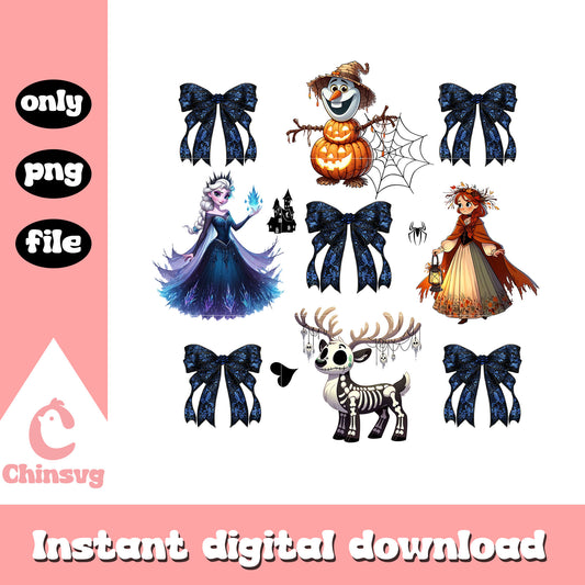 Bow frozen disney halloween design png, frozen halloween png