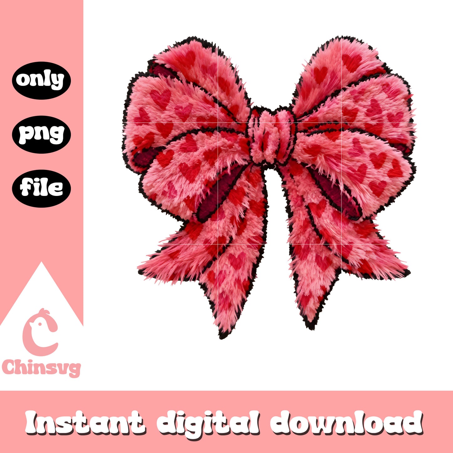 Bow heart crochet design png, coquette valentines day​ png