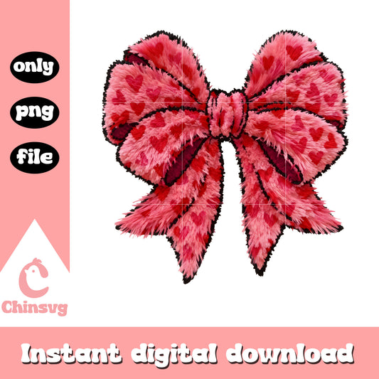 Bow heart crochet design png, coquette valentines day​ png