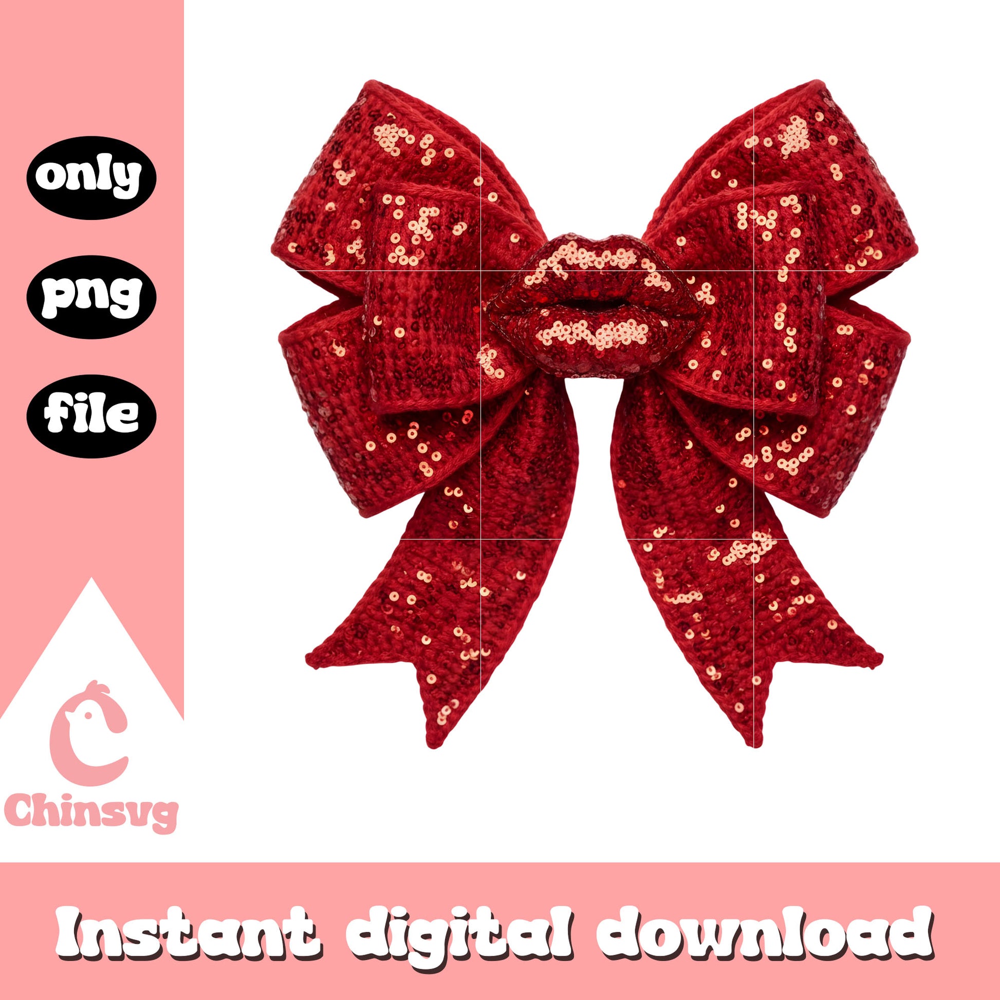 Bow lips valentine crochet png, valentines day lips​ png