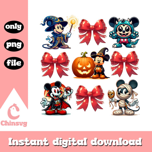 Bow mickey mouse halloween design png, mickey mouse disney png