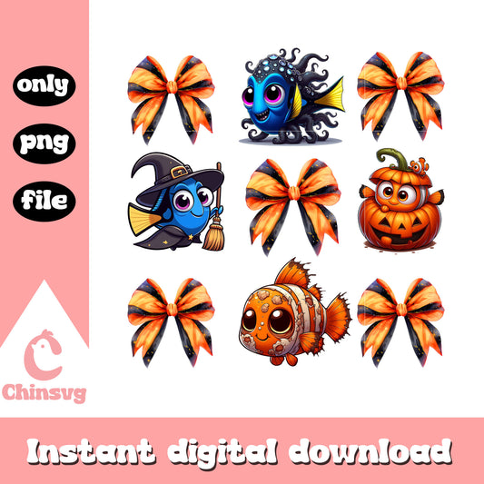 Bow nemo disney halloween design png, finding nemo halloween png