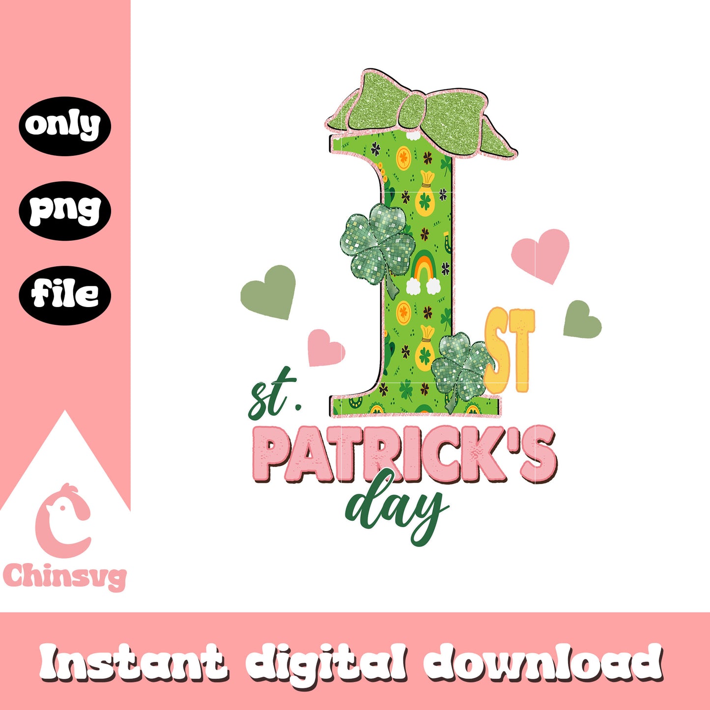 Bow one st patrick’s png, st patrick's day door decor​ png