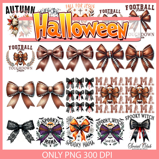 Bow spooky witch halloween bundle png, halloween bow​ png