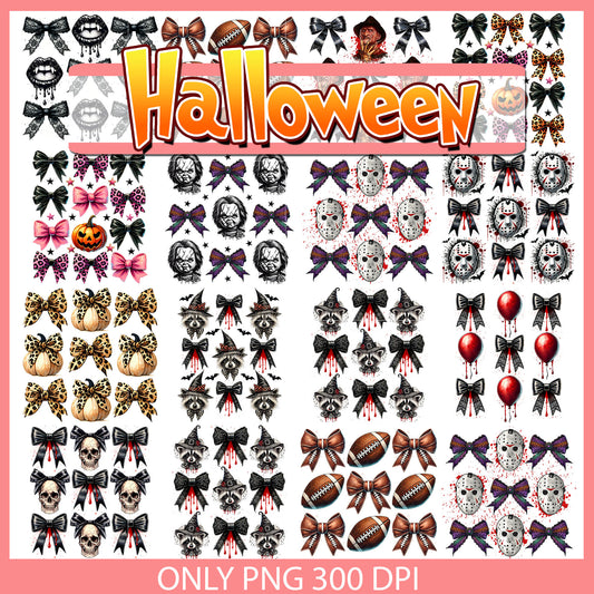 Bow tie horror halloween design bundle png, bow tie halloween​ png