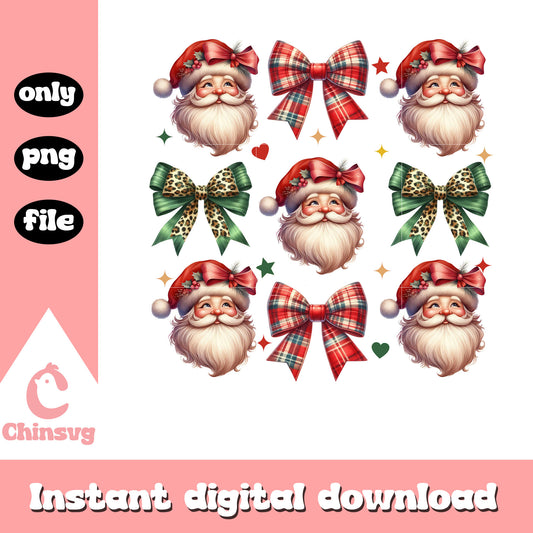 Bow ties with santa face christmas png, santa claus face​ png