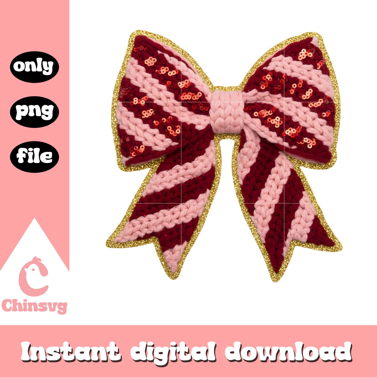 Bow valentine crochet glitter png, valentines day bow png