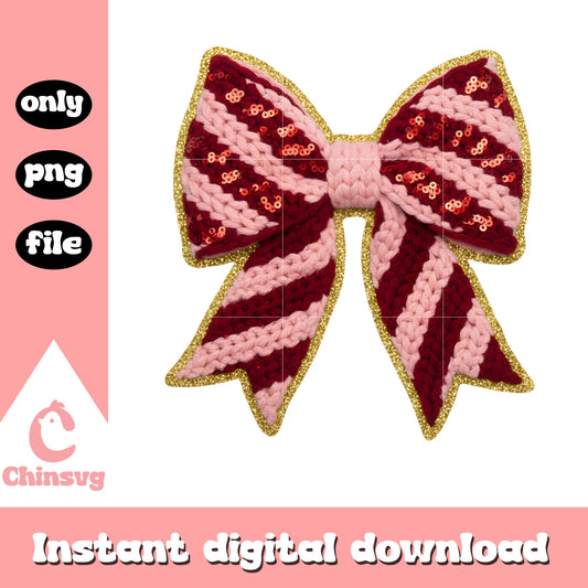 Bow valentine crochet glitter png, valentines day bow png